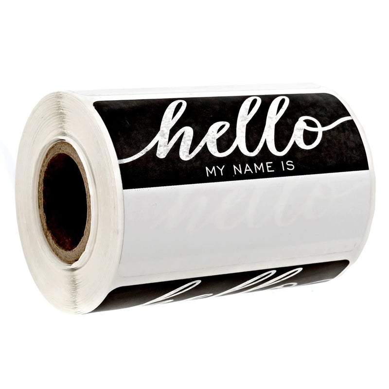 Canopy Street Hello My Name is Chalkboard Style Stickers / 250 Trendy Fill in Name Tag Labels / 3"" x 2"" Modern Classroom Stickers/Made in The USA - Image 1